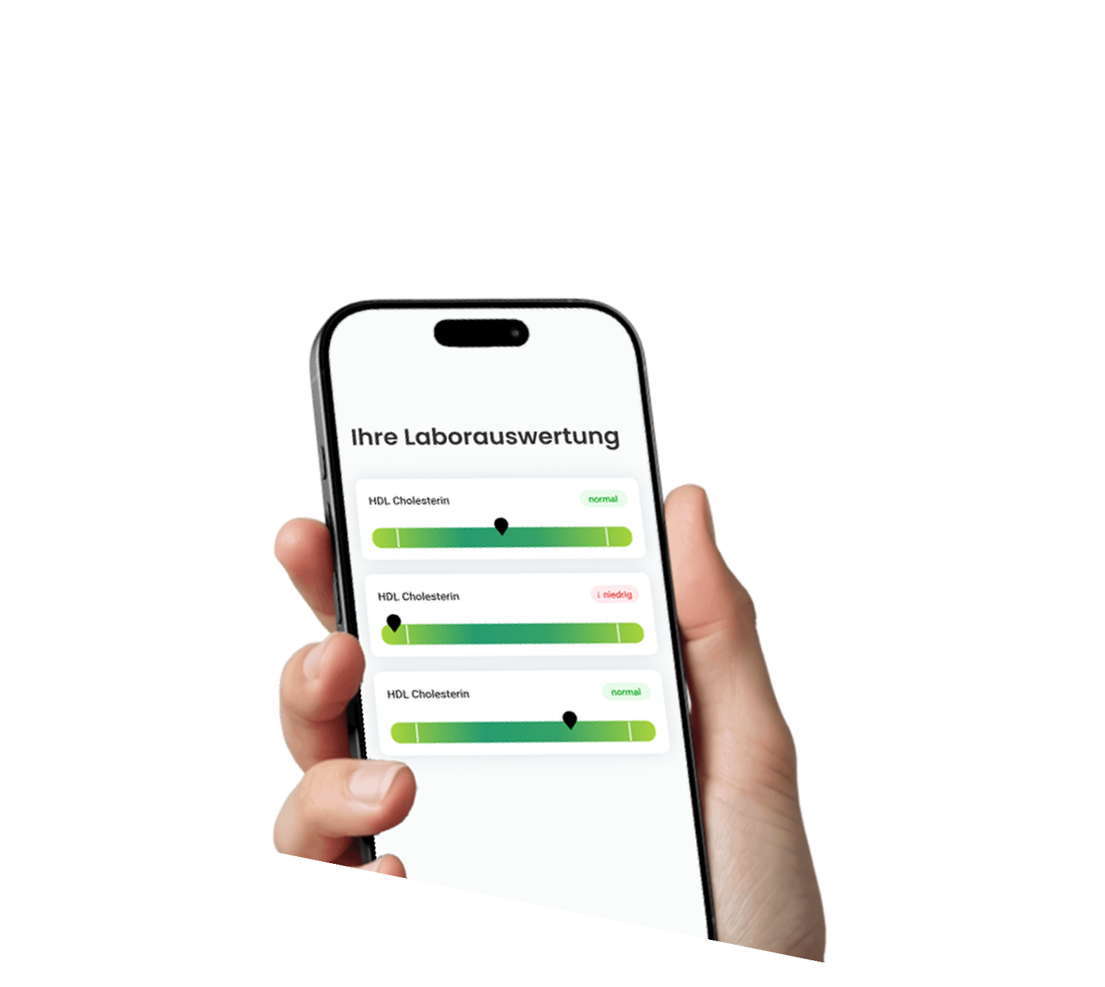 Phone showing test results