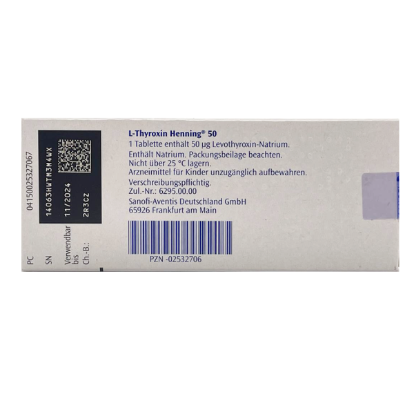 L-Thyroxin Henning® 50 µg von Sanofi-Aventis Deutschland GmbH, Frankfurt a.M.