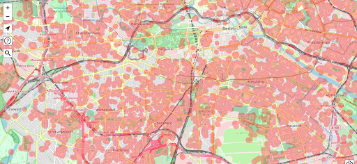 Zentrum von Berlin auf der Bubatzkarte. Die verbotenen Bereiche