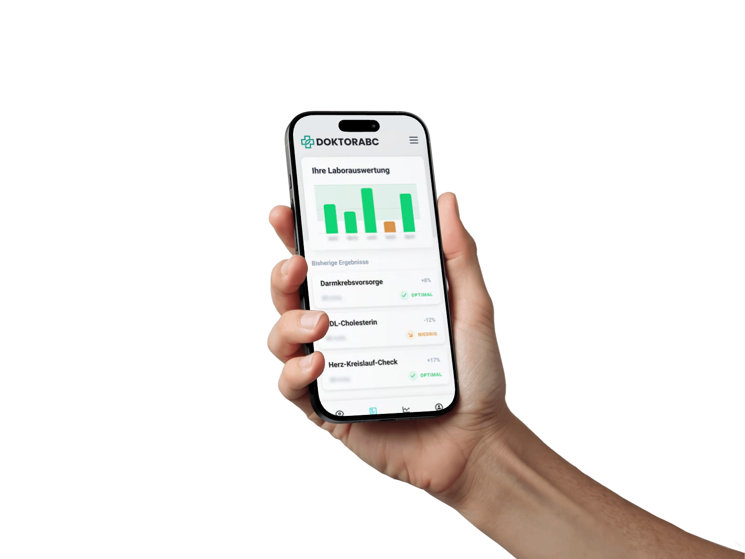 Phone showing test results